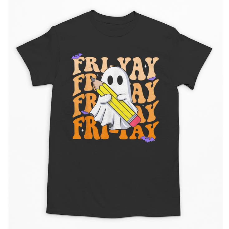 Happy Fri-Yay Friday Lovers Groovy Teacher Life Halloween Unisex T-Shirt