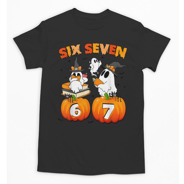 Haunted By 67 Boo Ghost Pumpkin Halloween Teacher Unisex T-Shirt