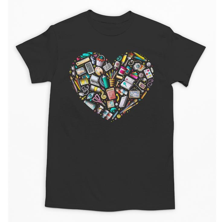 Heart Shape Art Teacher And Painting Sketching Artist Unisex T-Shirt