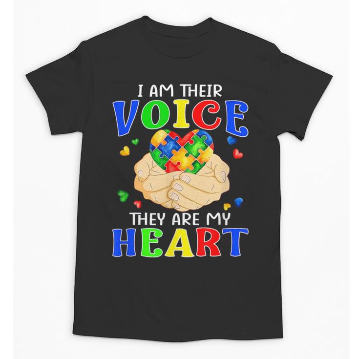 I Am Their Voice They Are My Heart Autism Awareness Teacher Unisex T-Shirt