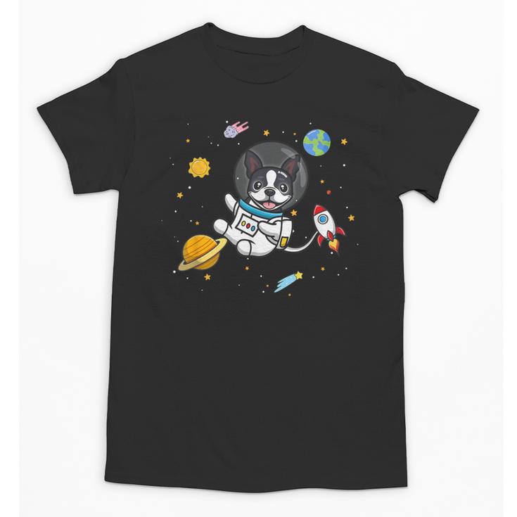 Kawaii Kids & Boys Astronaut Space Boston Terrier Dog Lover Unisex T-Shirt