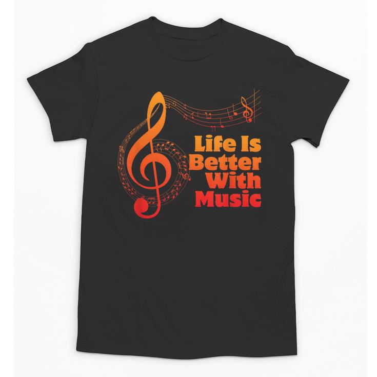 Life Is Better With Music Theory Musician Teacher Notes Clef Unisex T-Shirt