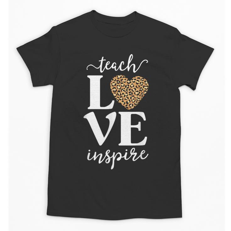 Love Leopard Print Teacher Cheetah School Inspire Teach Unisex T-Shirt