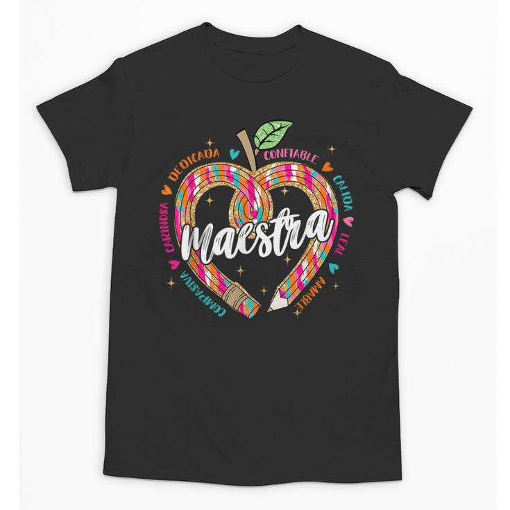 Maestra Pencil Spanish Teacher Bilingual 100 Days Of School Unisex T-Shirt