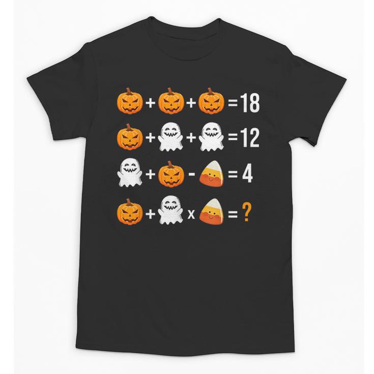 Math Teacher Halloween Equation Pumpkin Ghost Candy Corn Unisex T-Shirt