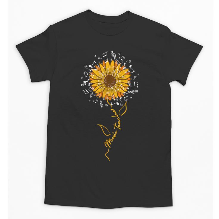 Music Teacher Shirt Sunflower Music Notes Musician Singer Unisex T-Shirt