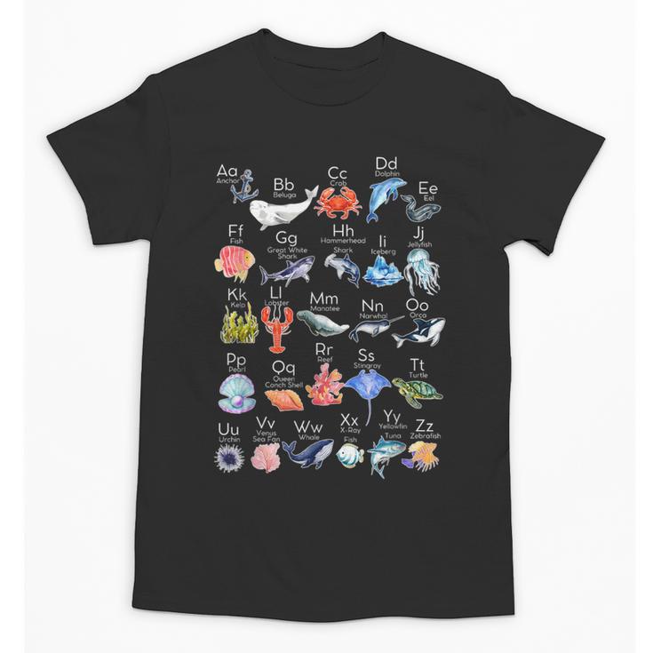 Ocean Animals Alphabet Cute Sea Life ABC Marine Kids Teacher Unisex T-Shirt