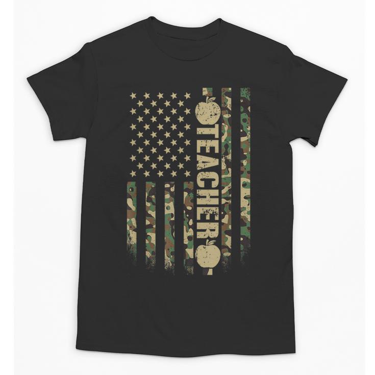 Patriotic Teacher American Flag Camouflage 4th Of July Camo Unisex T-Shirt