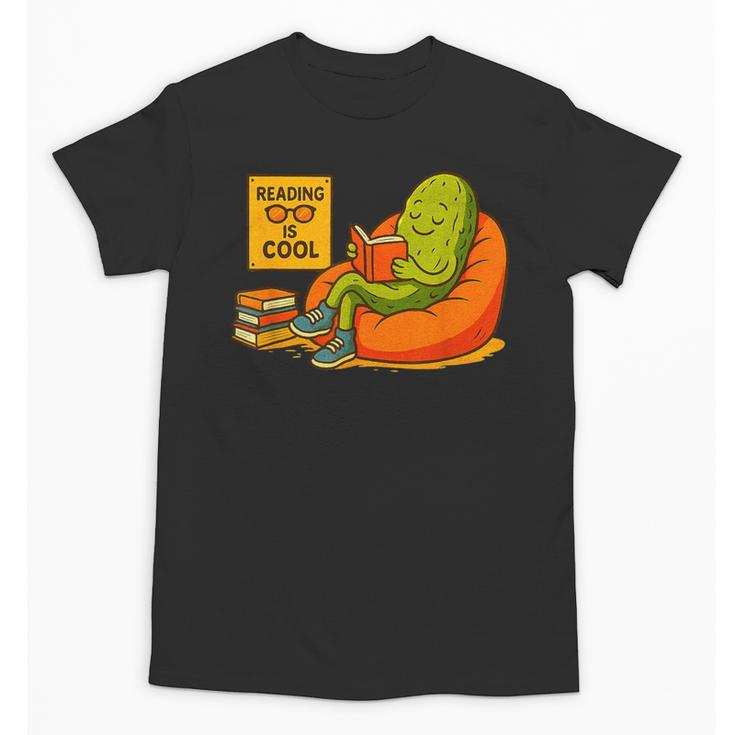 Pickle Reading Books Bookworm Teacher Librarian Kids Retro Unisex T-Shirt