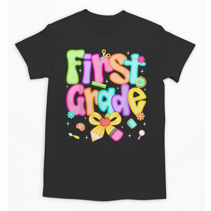 Preppy First Grade Back To School 1st Grade Teacher Girl Kid Unisex T-Shirt