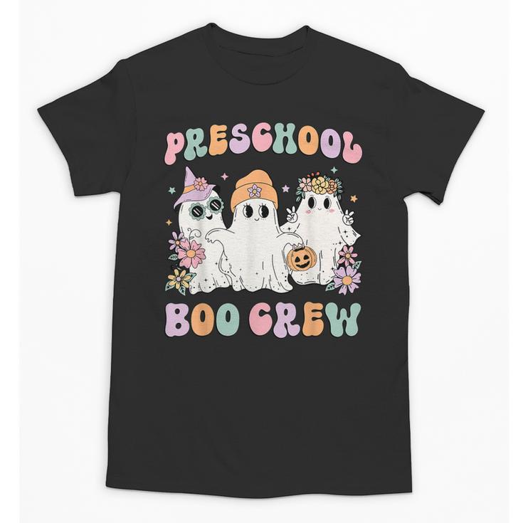 Preschool Boo Crew Groovy Halloween Floral Ghost Teacher Men Women Kids Unisex T-Shirt, Groovy Teacher Gifts, trending gift Preschool Boo Crew Groovy Halloween Floral Ghost Teacher Men Women Kids Unisex T-Shirt, Groovy Teacher Gifts, trending gift