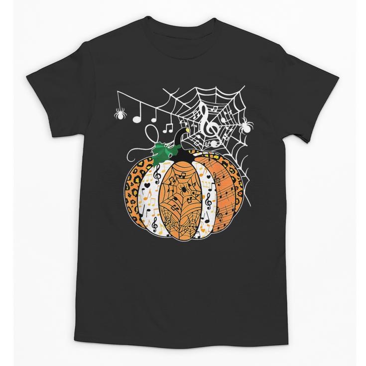 Pumpkin Music Teacher Halloween Fall Music Notes Autumn Unisex T-Shirt