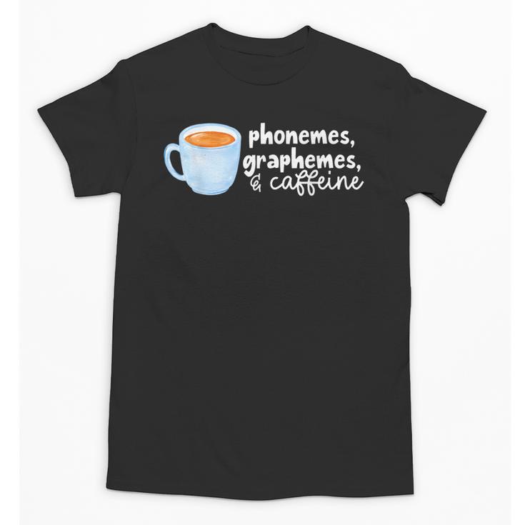 Reading Interventionist Specialist Teacher Phonemes Graphemes And Caffeine Reading Intervention -Adults Classic Fit Short Sleeve Unisex T-Shirt
