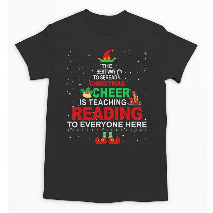 Reading Teacher Christmas Shirt Elf Christmas Cheer For Men Women Unisex T-Shirt