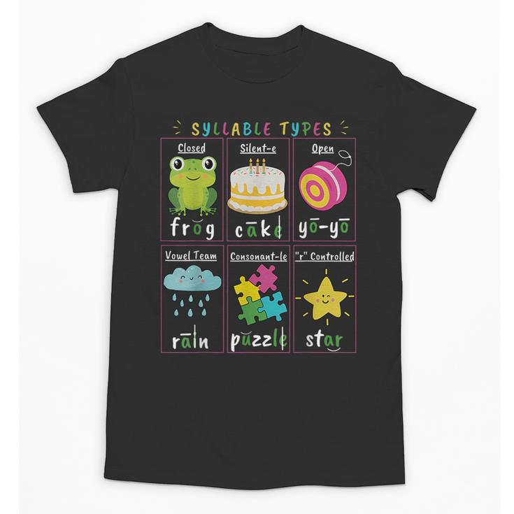 Reading Teacher Syllable Types Phonics Phonemic Awareness Unisex T-Shirt