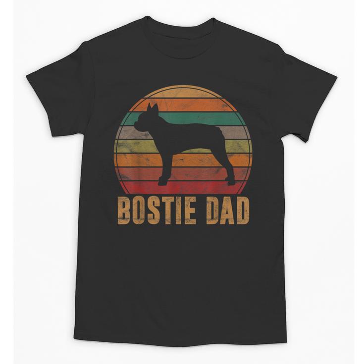 Retro Boston Terrier Dad Dog Owner Pet Bostie Father Unisex T-Shirt