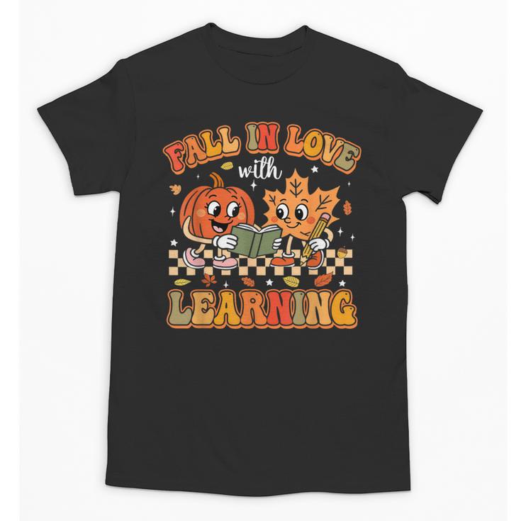 Retro Fall In Love With Learning Autumn Pumpkin Teachers Unisex T-Shirt