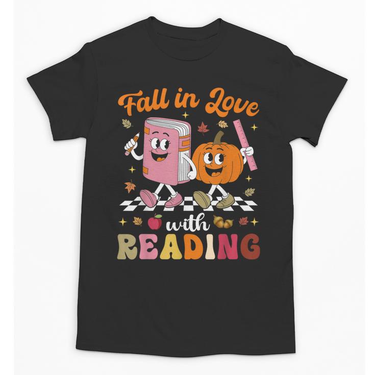 Retro Fall In Love With Learning Pumpkin Autumn Teacher Unisex T-Shirt