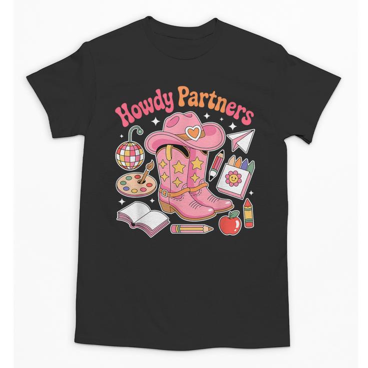 Retro Howdy Partners Cowgirl Cowboy Teacher Back To School Unisex T-Shirt
