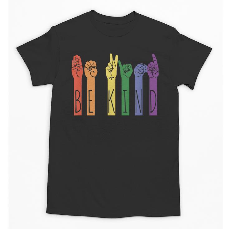 Retro Be Kind ASL Deaf Teacher Sign Language Gay Pride Unisex T-Shirt
