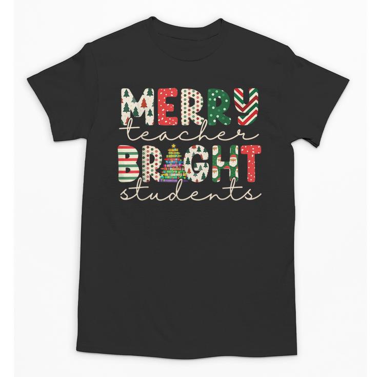Retro Merry Teacher Bright Students Christmas Teacher Unisex T-Shirt