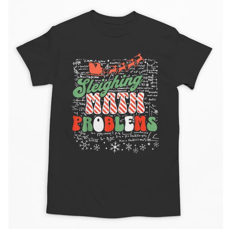Retro Sleighing Math Problems Santa Math Teacher Christmas Unisex T-Shirt