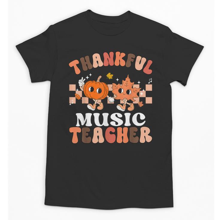 Retro Thankful Music Teacher Pumpkin Fall Thanksgiving Unisex T-Shirt
