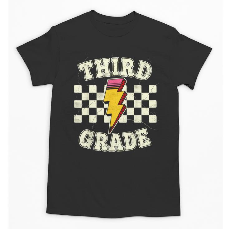 Retro Third Grade Teacher Lightning Bolt Pencil Teacher Kids Unisex T-Shirt