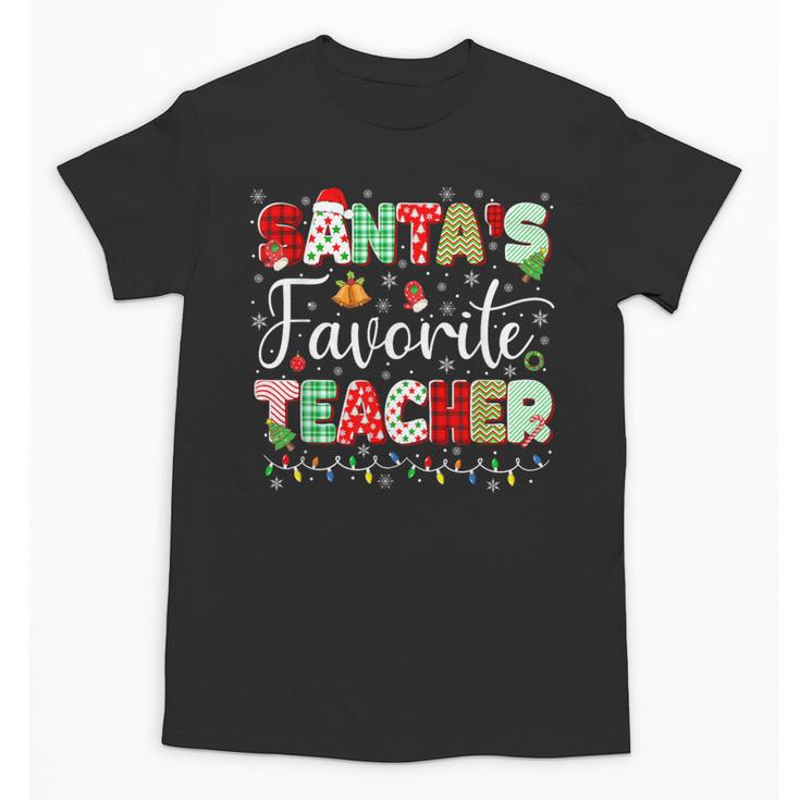 Santas Favorite Teacher Christmas Matching Xmas Men Women Unisex T-Shirt