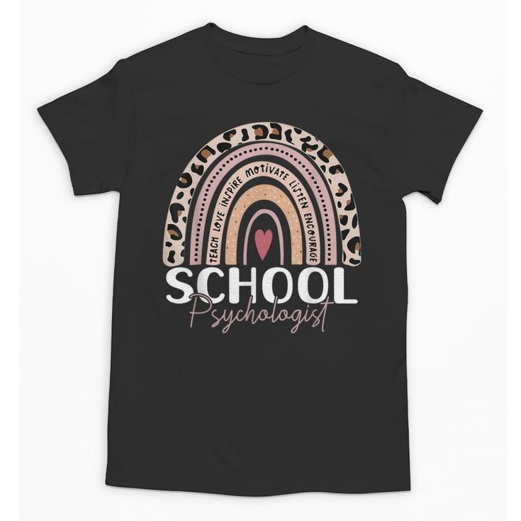 School Psych Teacher School Psychologist Leopard Rainbow Unisex T-Shirt, trending gift School Psych Teacher School Psychologist Leopard Rainbow Unisex T-Shirt, trending gift