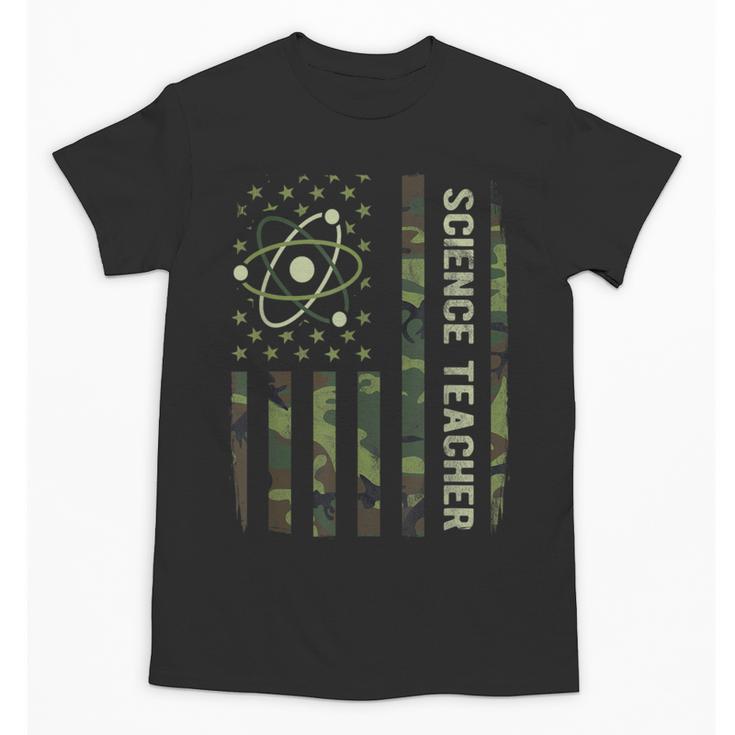Science Teacher Camo American Flag Back To School Unisex T-Shirt