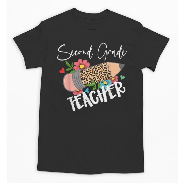 Second Grade Teacher Leopard Pencil 2nd Grade Women Teacher Unisex T-Shirt