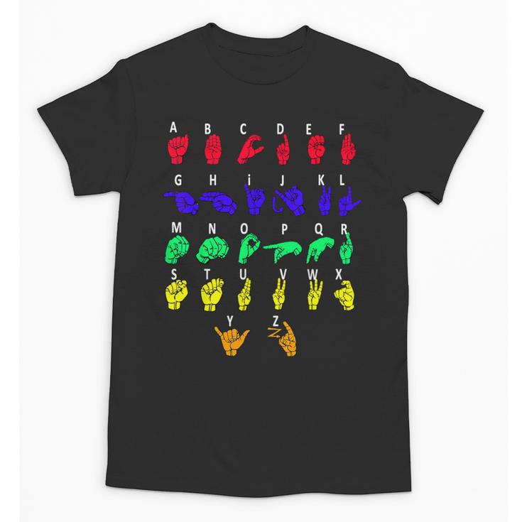Sign Language Alphabet For ASL Interpreter Deaf Teacher Stud For Men Women Girls Kids Unisex T-Shirt