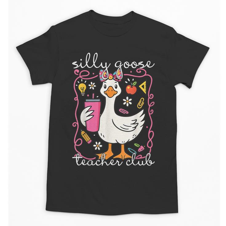 Silly Goose Teacher Club Animal Lover Groovy Teacher Unisex T-Shirt
