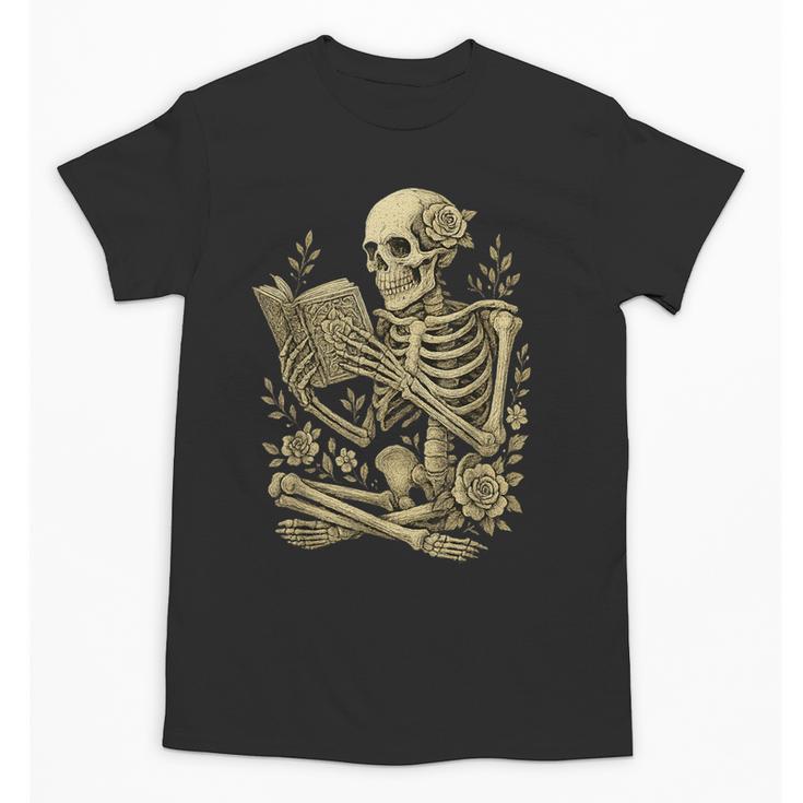 Skeleton Book Floral Skull Halloween Teacher Costume Unisex T-Shirt