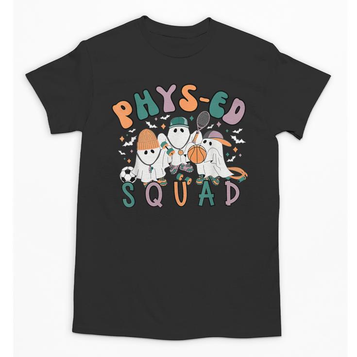 Spooky Ghost PE Teacher Squad Physical Education Halloween Unisex T-Shirt