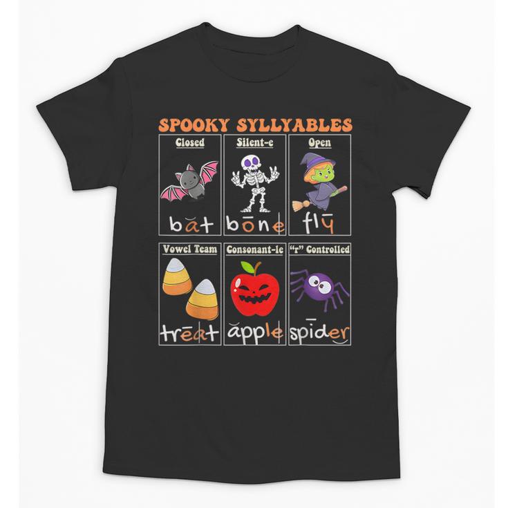 Spooky Syllables Halloween Teacher Student Education Unisex T-Shirt