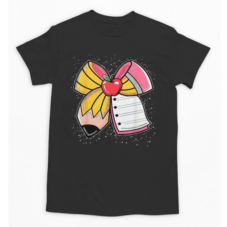 Student Teacher Coquette Bow Pencil Back To School First Day Unisex T-Shirt
