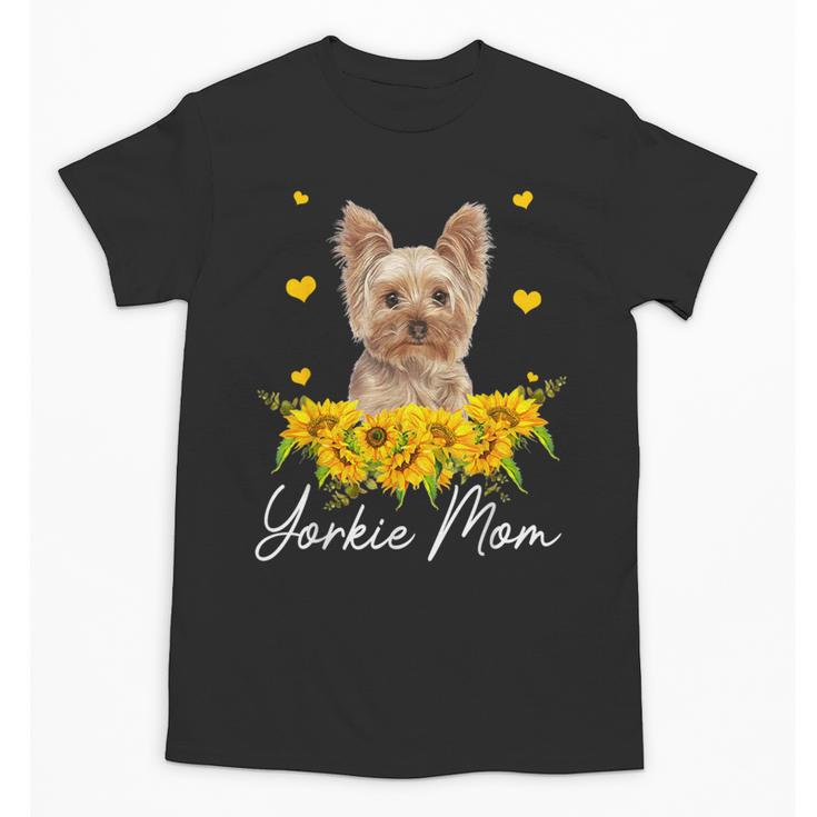 Sunflower Yorkie Mom Dog Lover Unisex T-Shirt