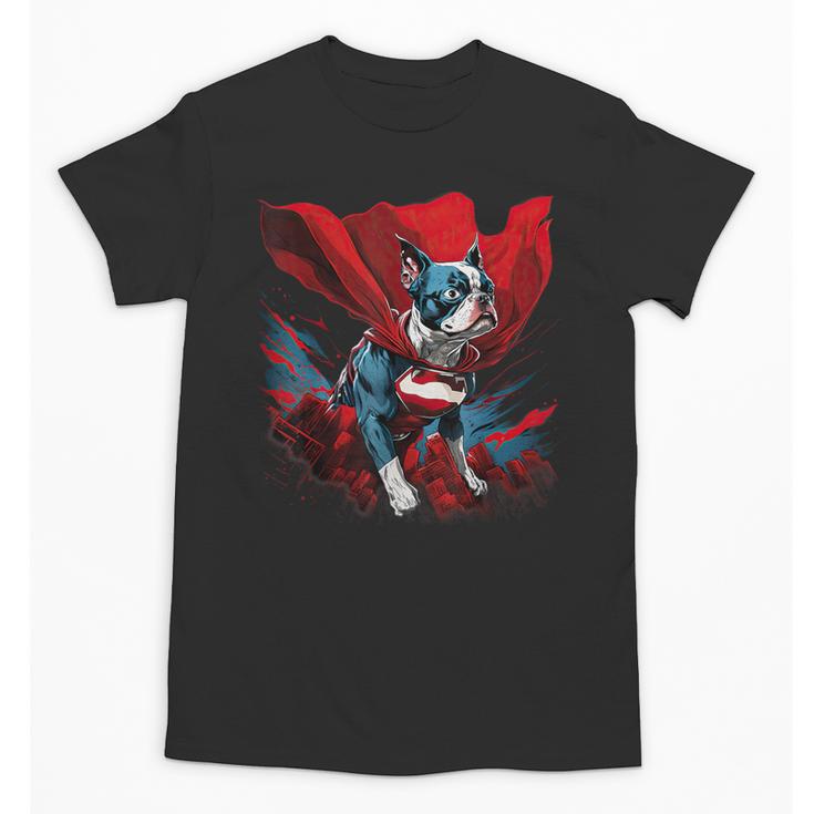 Super Power Superhero Boston Terrier Dog For Men Women Kids Unisex T-Shirt