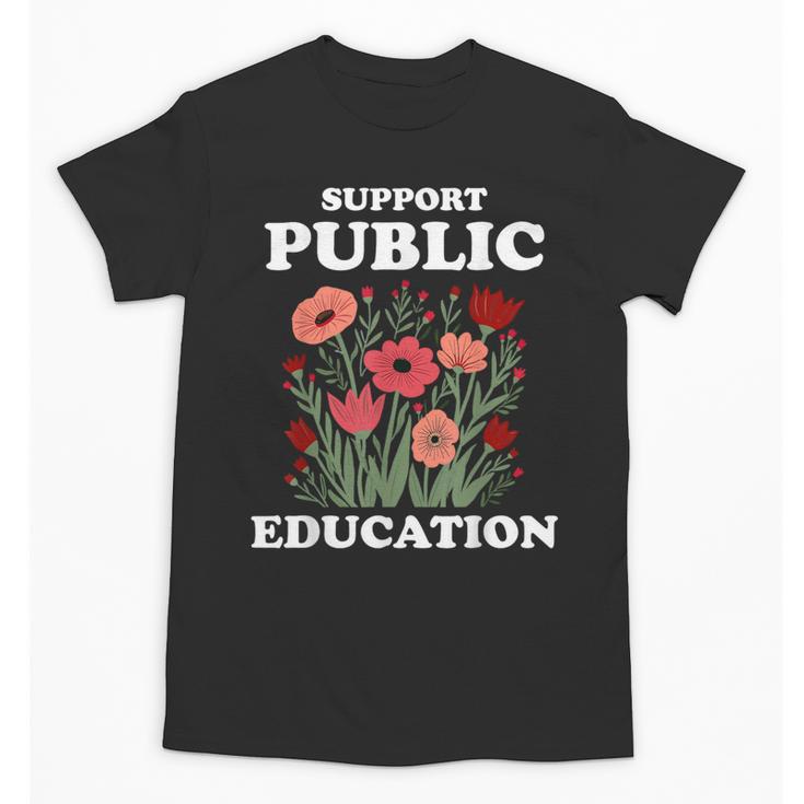 Support Public Education Cute Floral Teacher Red For Ed Unisex T-Shirt