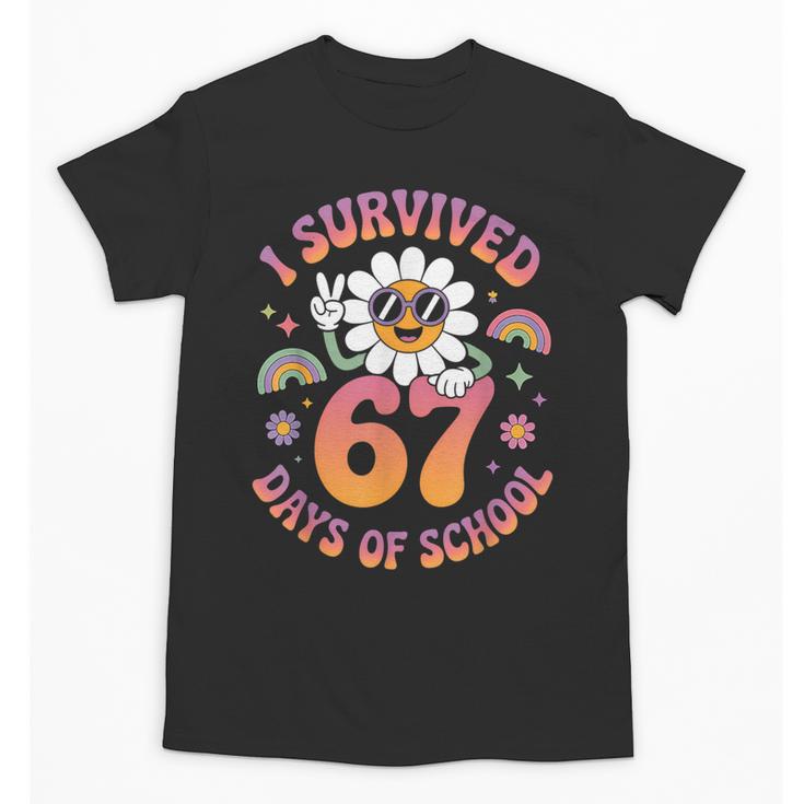 I Survived 67 Days Of School Groovy Retro Teachers Girls Unisex T-Shirt, trending gift I Survived 67 Days Of School Groovy Retro Teachers Girls Unisex T-Shirt, trending gift