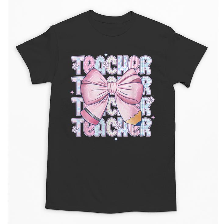 Teacher Bow Pencil Flowers Teacher Back To School Unisex T-Shirt