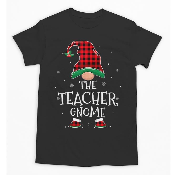 Teacher Gnome Xmas Family Matching Plaid Christmas Gnomes Unisex T-Shirt