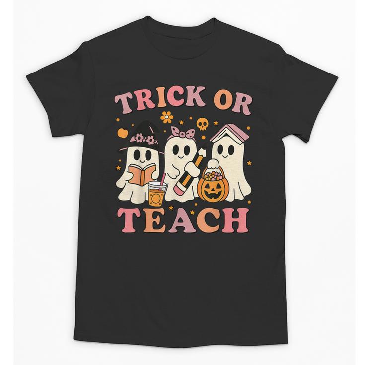 Teacher Halloween Trick Or Teach Cute Ghost Coffee Pumpkins Unisex T-Shirt