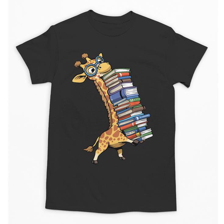 Teacher Shirt Giraffe Holding Books Bookworm Librarian Unisex T-Shirt
