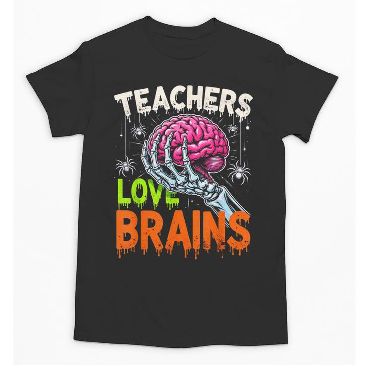 Teachers Love Brains Halloween 2025 Skeleton Costume Unisex T-Shirt