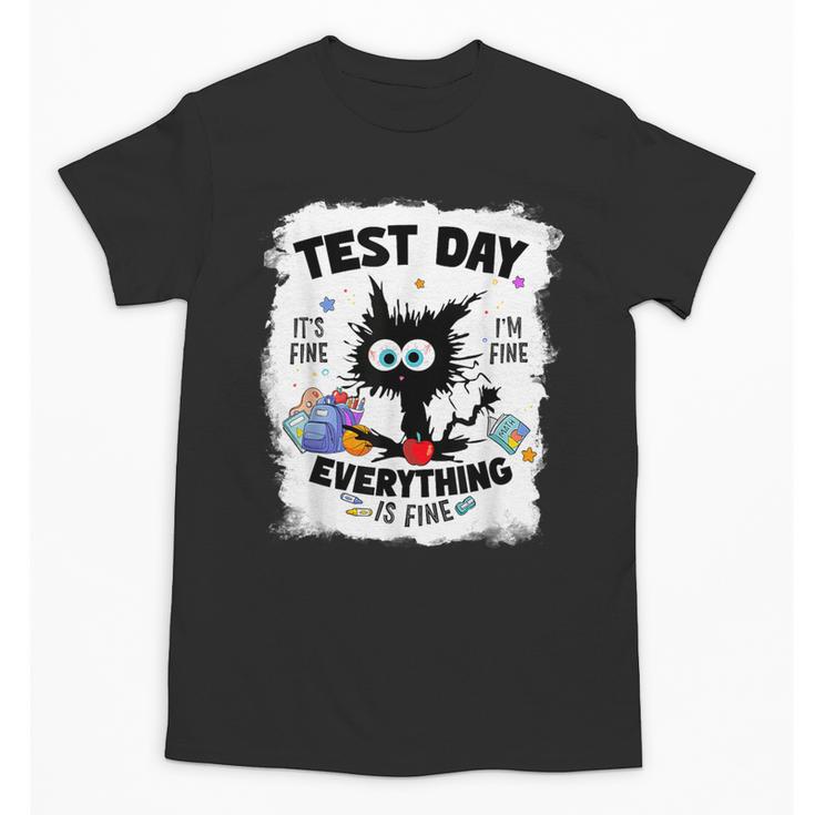 Test Day Stressed Cat Teacher Student Kids Testing Day Unisex T-Shirt