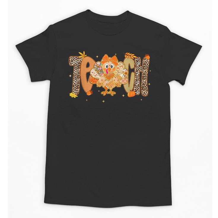 Thanksgiving Turkey Teach Thankful Teacher Girly Bow Women Unisex T-Shirt