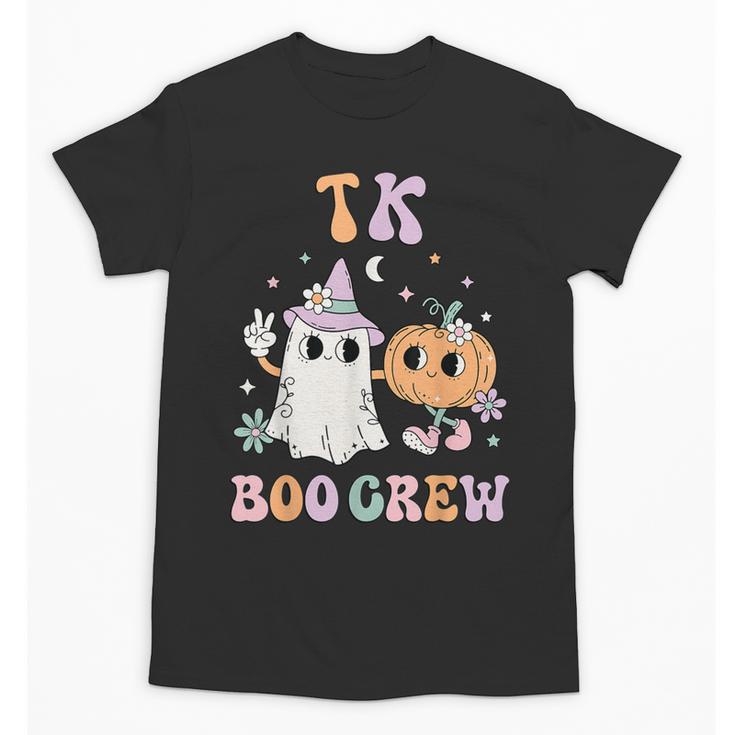 TK Boo Crew Retro Groovy Halloween Floral Ghost TK Teacher Men Women Kids Unisex T-Shirt